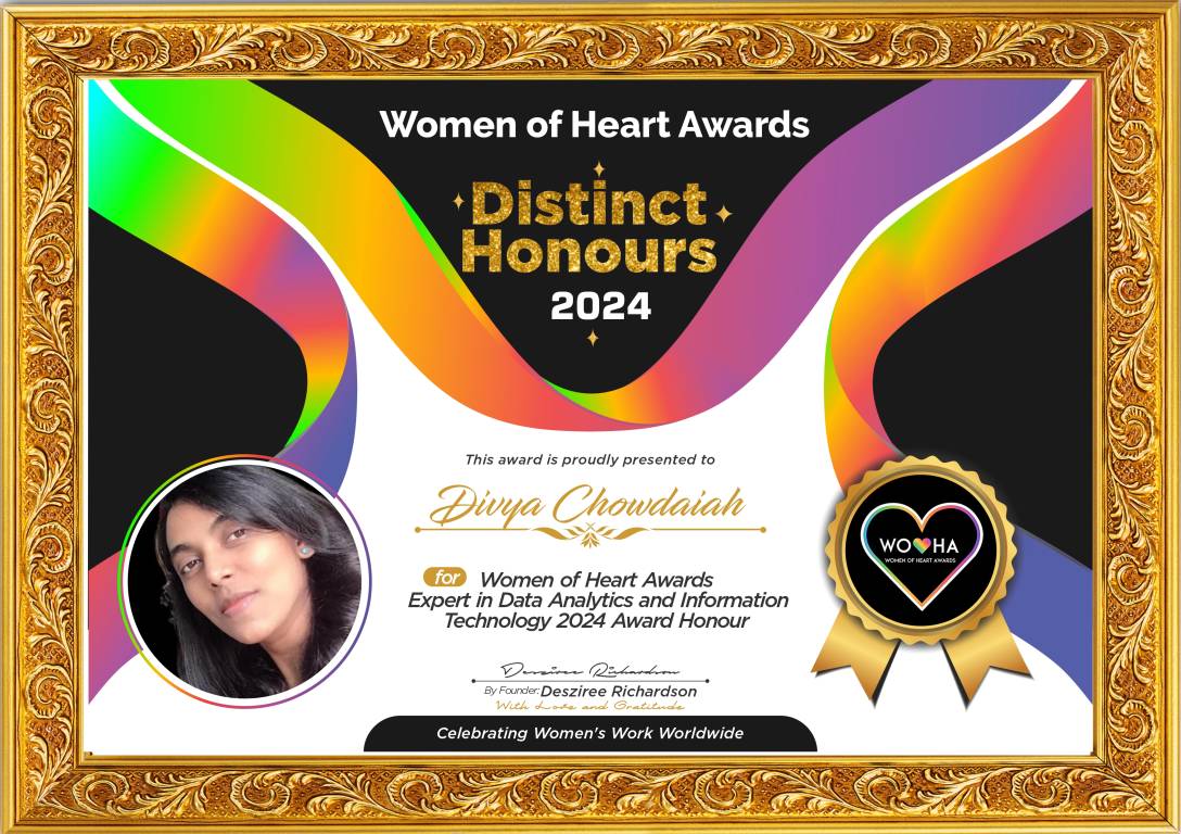 Divya Chowdaiah — Expert in Data Analytics and Information Technology Award Honour