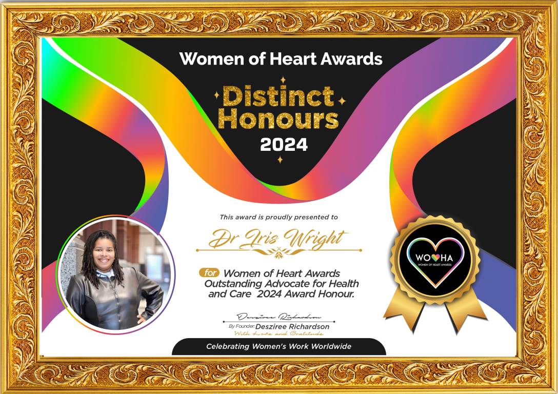 Dr Iris Wright — original award certificate