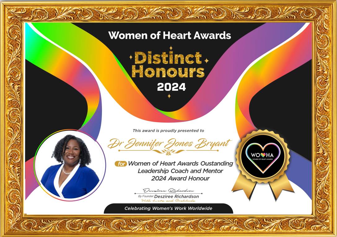 Dr Jennifer Jones Bryant — original award certificate