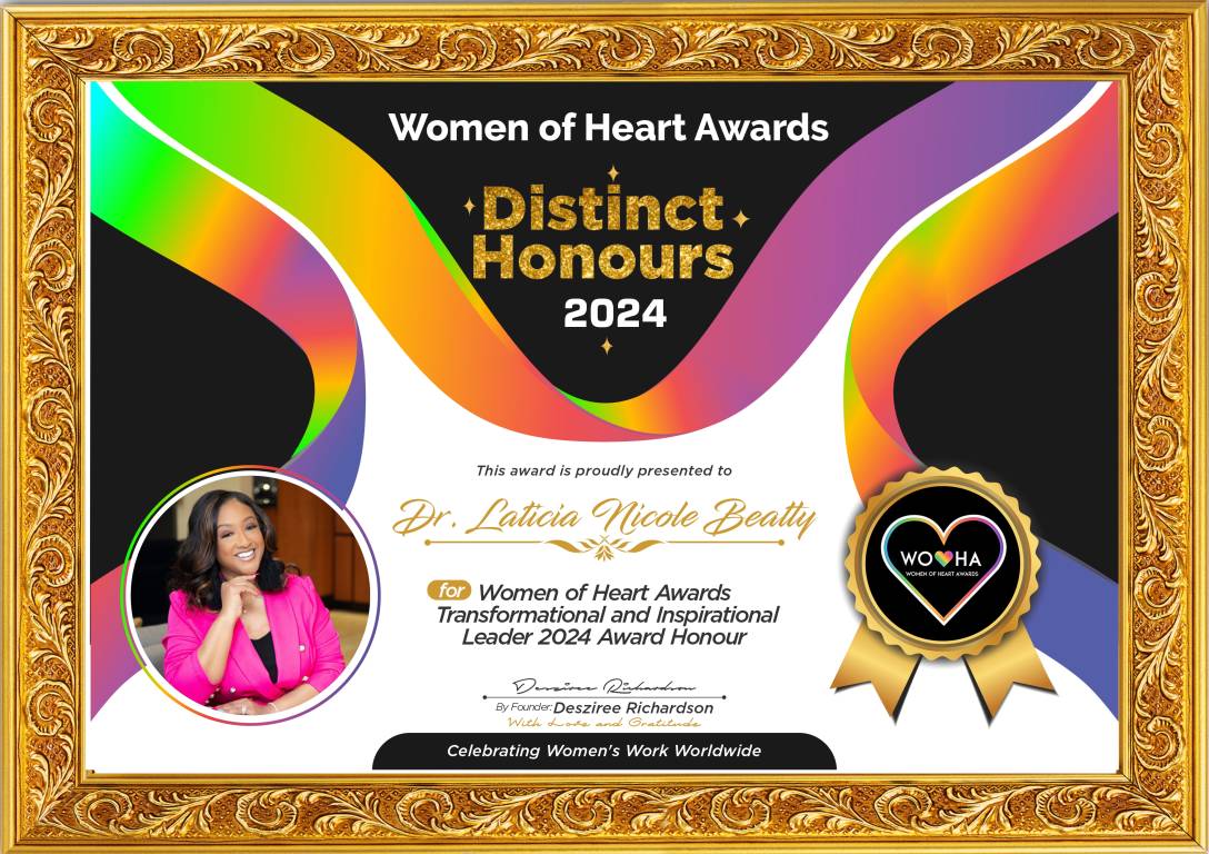 Dr. Laticia Nicole Beatty — original award certificate