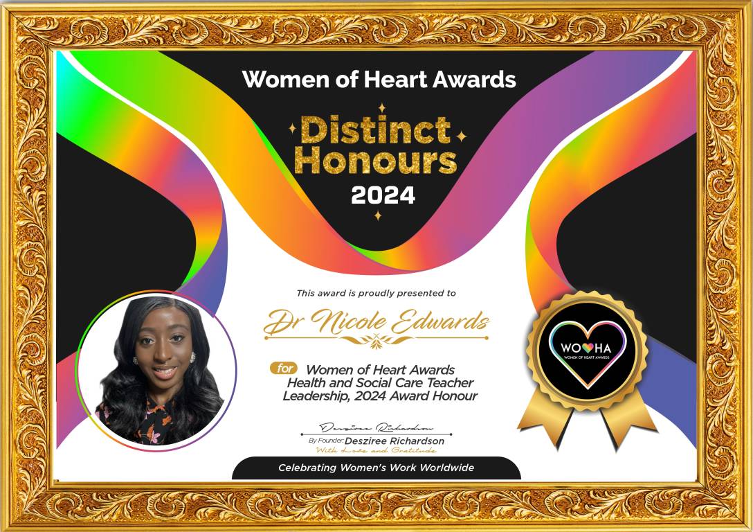Dr Nicole Edwards — original award certificate