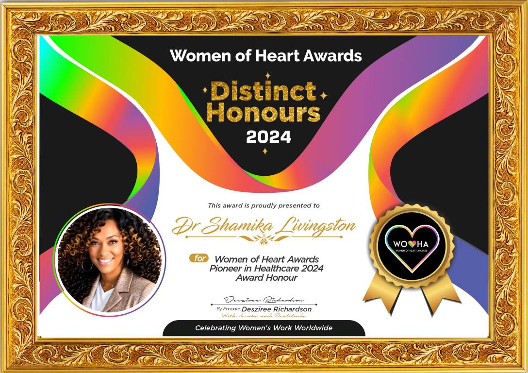 Dr Shamika Livingston — original award certificate