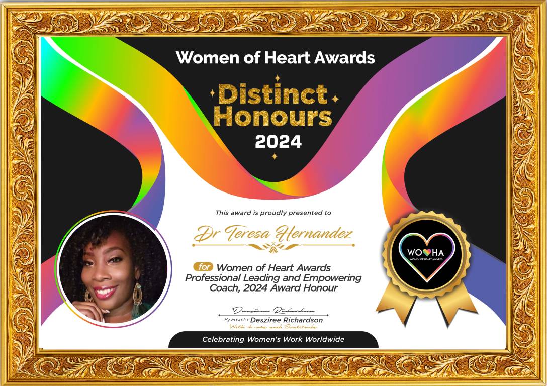 Dr Teresa Hernandez — original award certificate