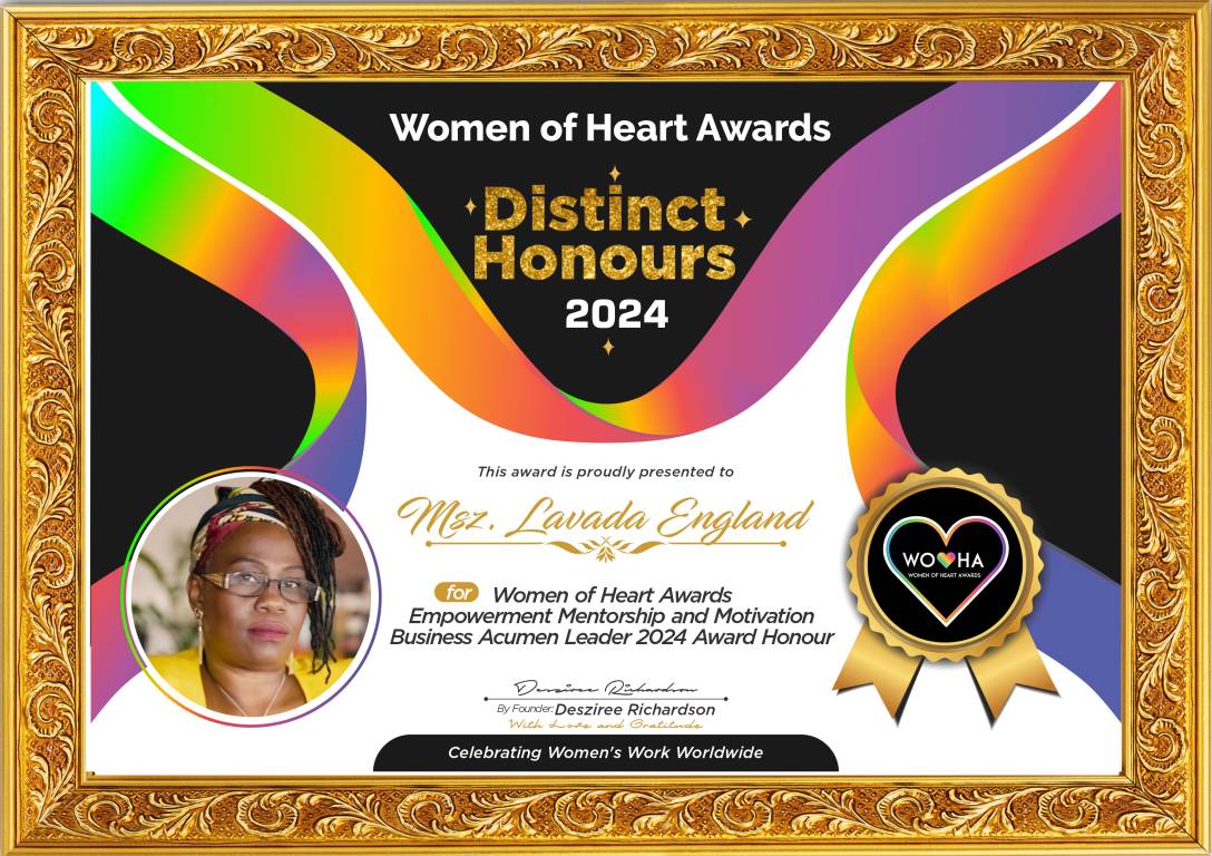 Msz. Lavada England — original award certificate