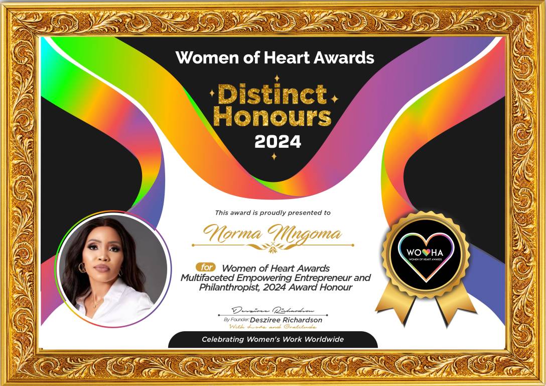 Norma Mngoma — original award certificate