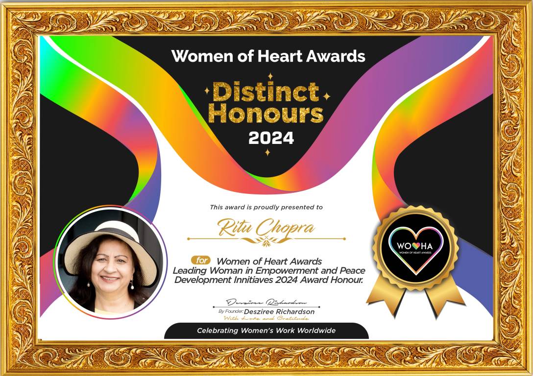 Ritu Chopra — Leading Woman in Empowerment and Peace Development Initiatives Award Honour