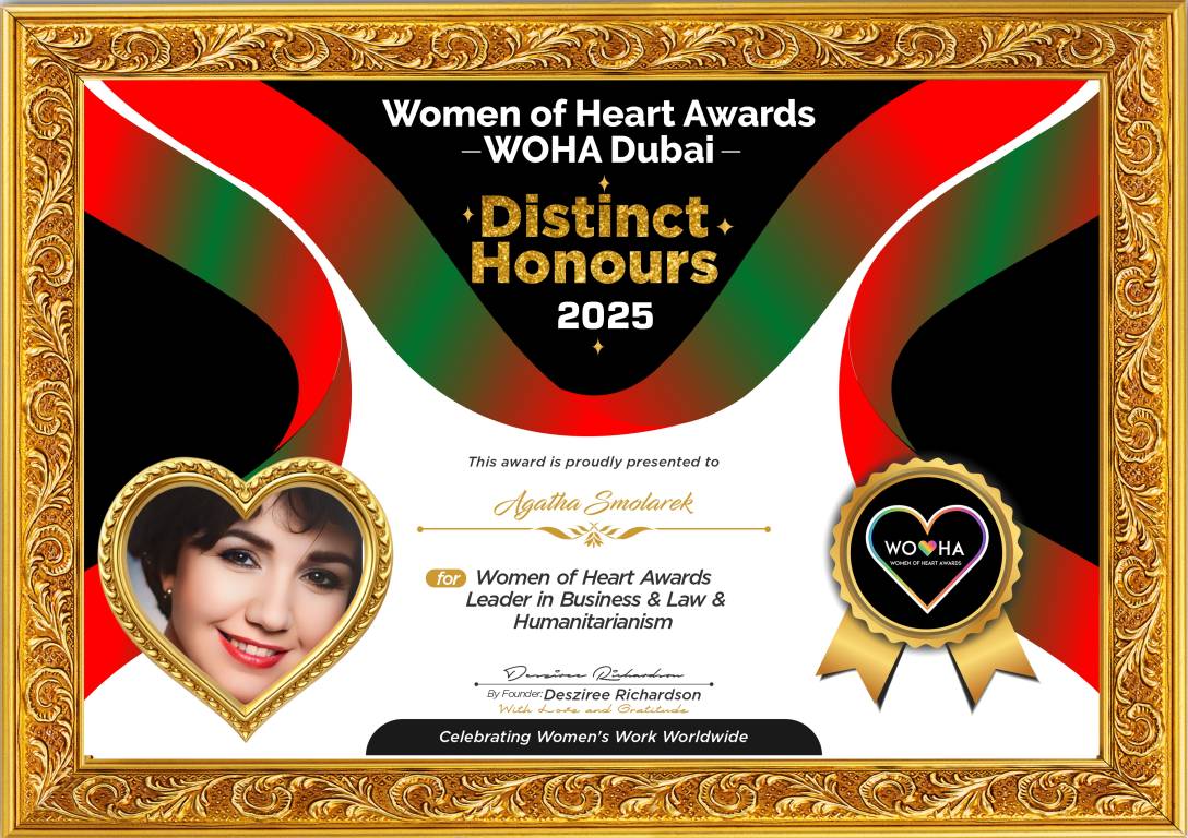 Agatha Smolarek — original award certificate