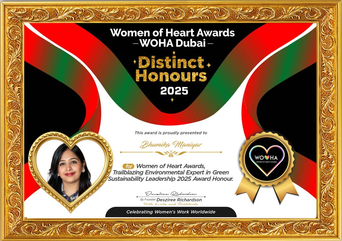Bhumika Maniyar — original award certificate