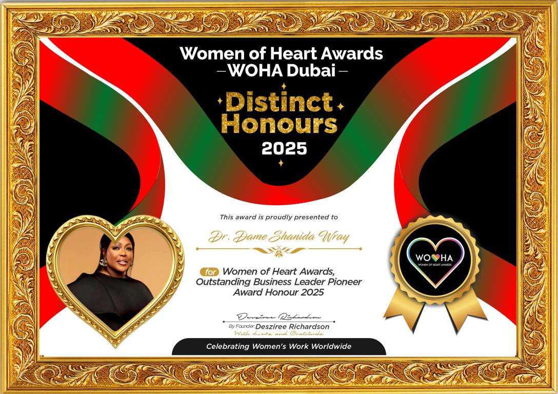 Dr. Dame Shanida Wray — original award certificate