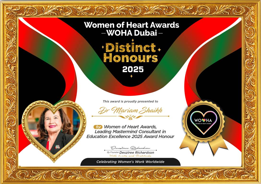 Dr Mariam Shaikh — Leading Mastermind Consultant in Education Excellence Award Honour