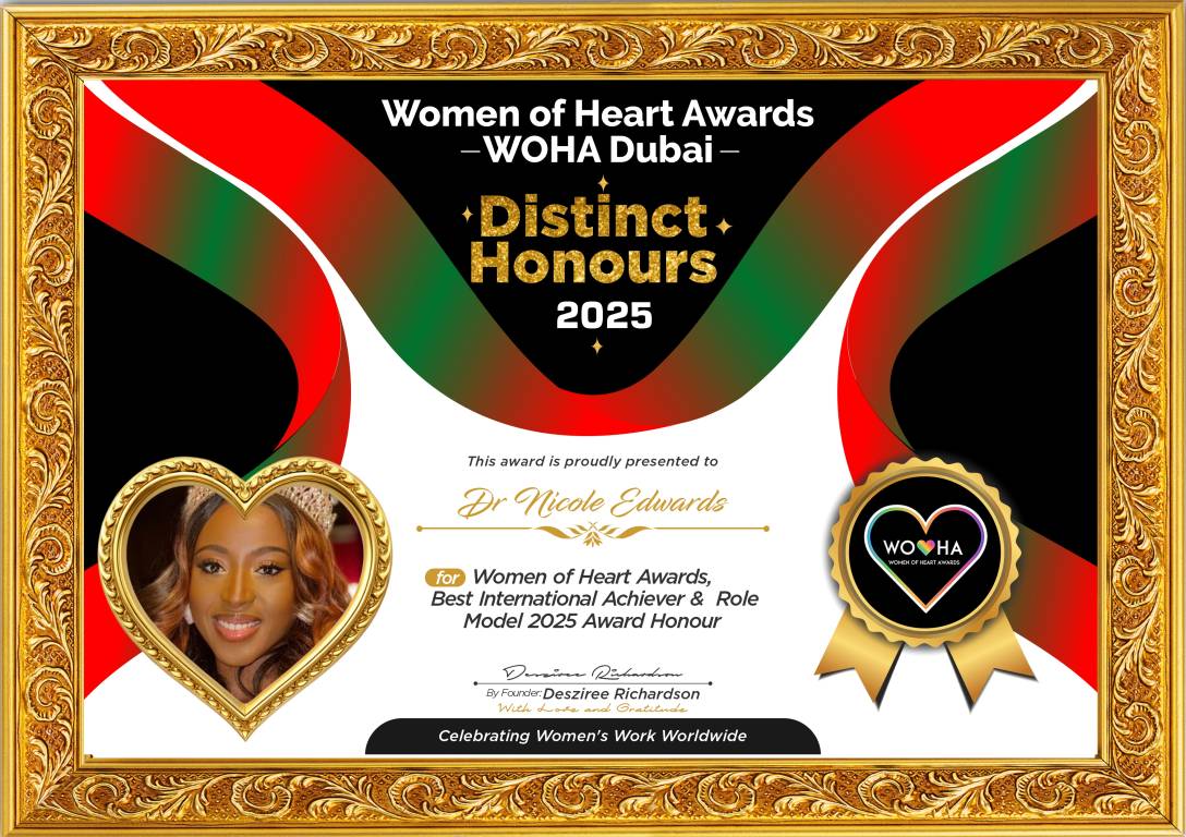 Dr Nicole Edwards — original award certificate