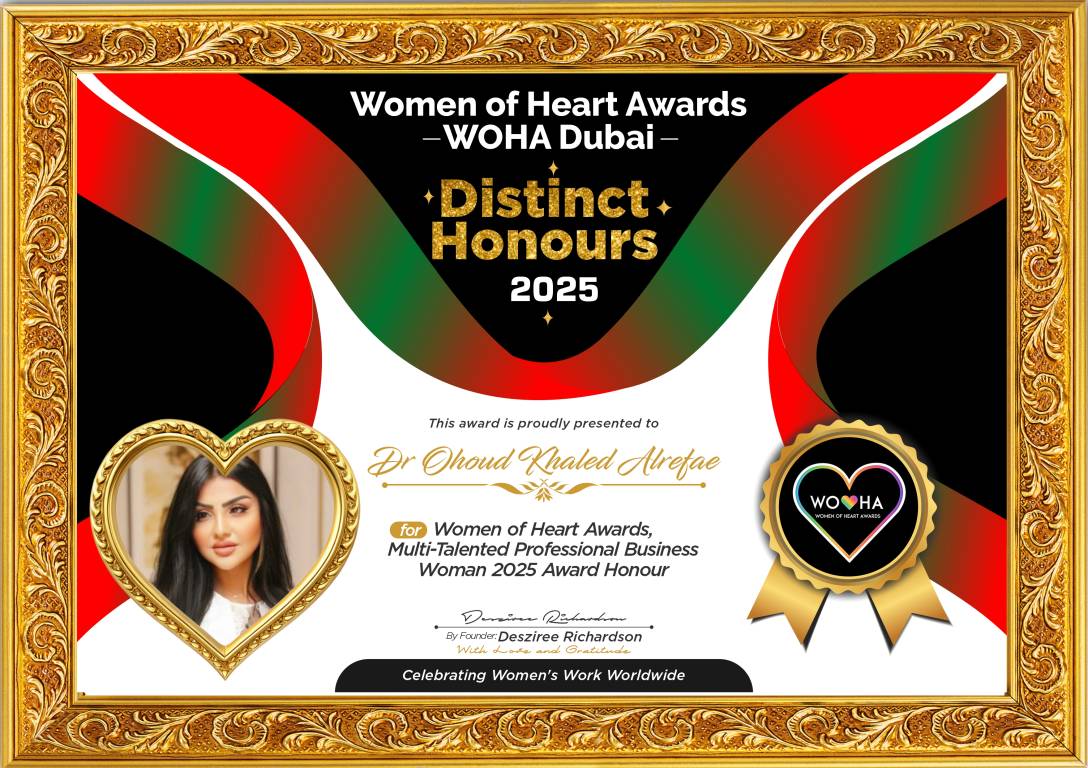 Dr Ohoud Khaled Alrefae — original award certificate