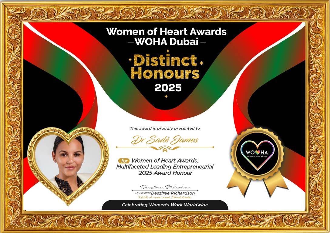 Dr Sade James — original award certificate