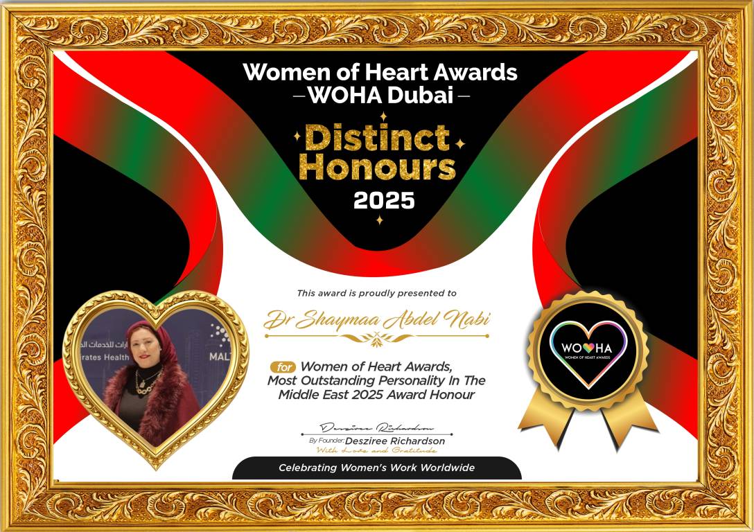Dr Shaymaa Abdel Nabi — original award certificate