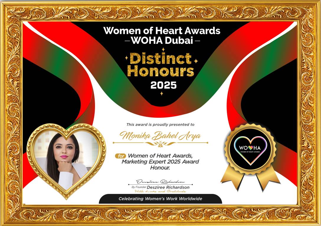 Monika Bahel Arya — Marketing Expert Award Honour