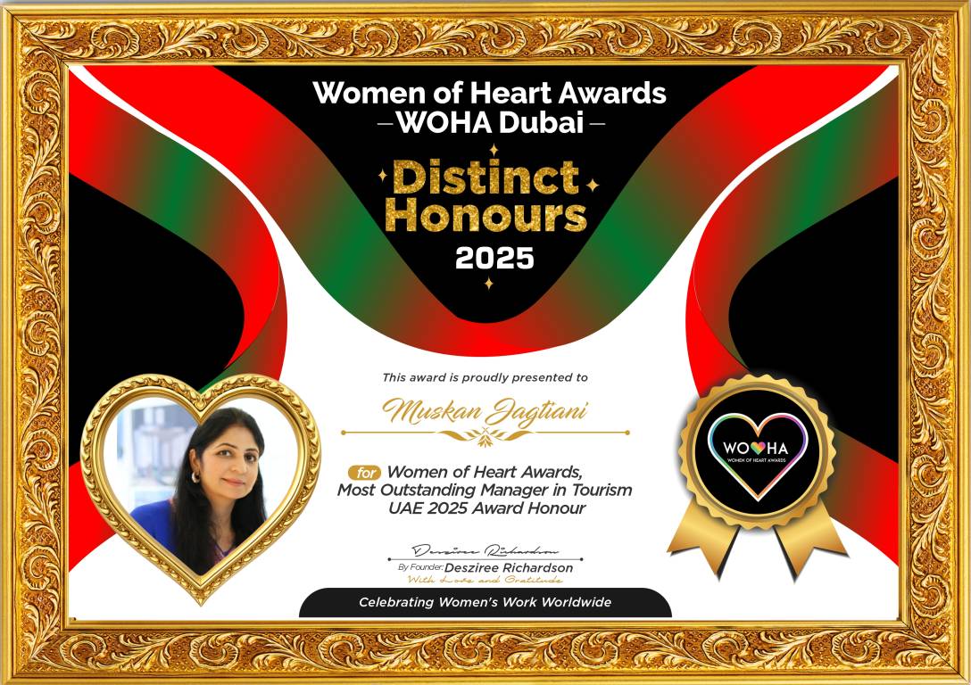 Muskan Jagtiani — Most Outstanding Manager in Tourism UAE Award Honour