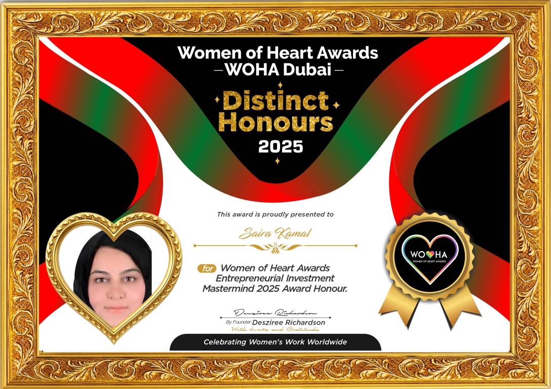 Saira Kamal — original award certificate