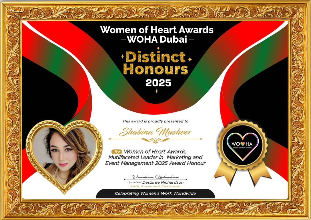 Shabina Musheer — Multifaceted Leader in Marketing and Event Management Award Honour