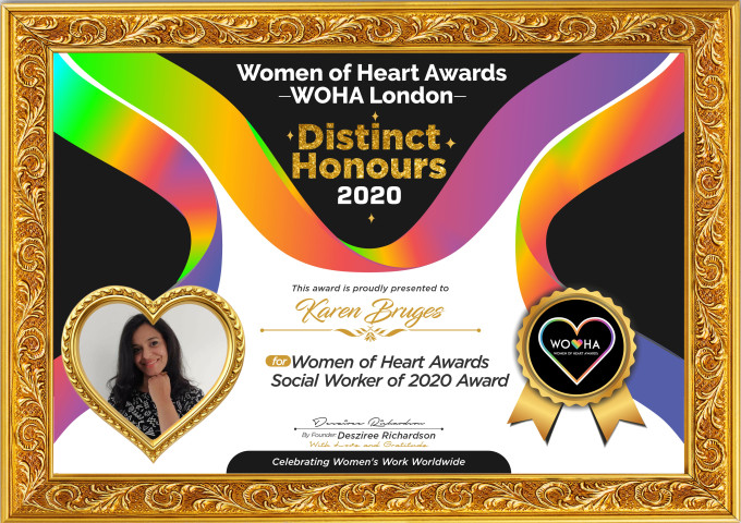 Karen Bruges — original award certificate