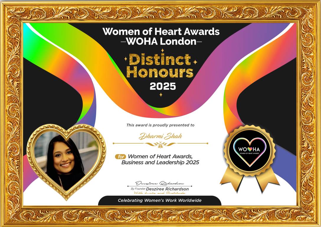 Dharmi Shah — original award certificate