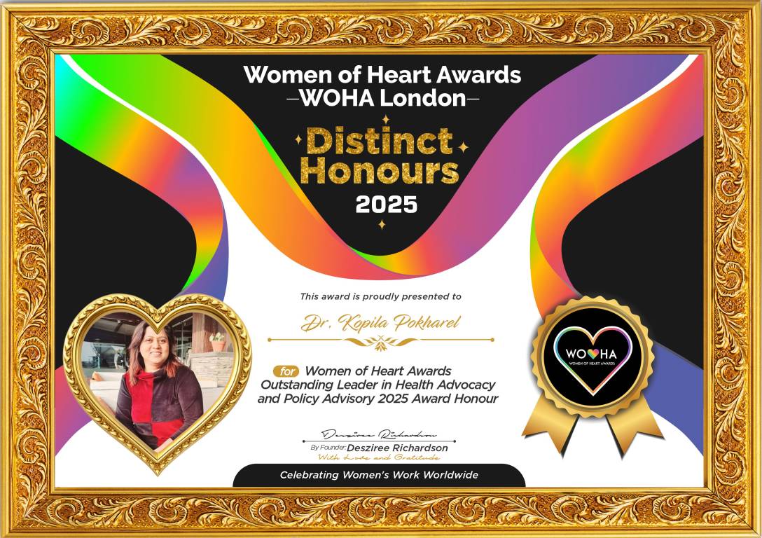 Dr. Kopila Pokharel — Outstanding Leader in Health Advocacy and Policy Advisory Award Honour