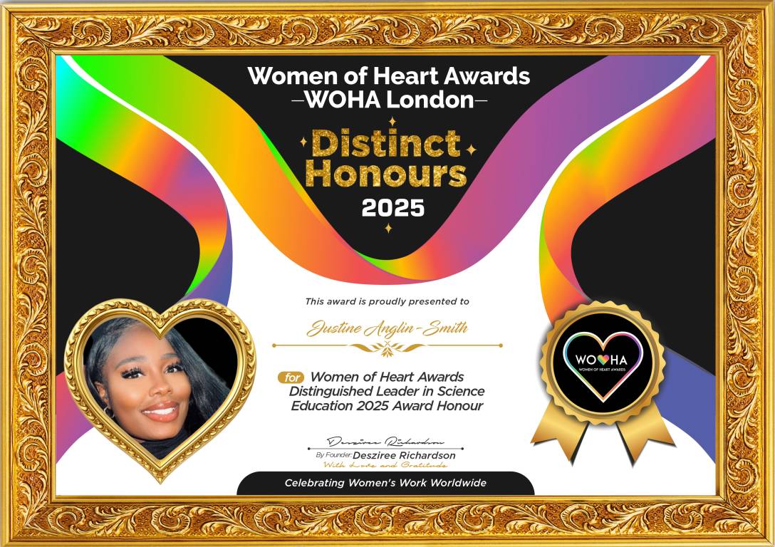 Justine Anglin-Smith — original award certificate