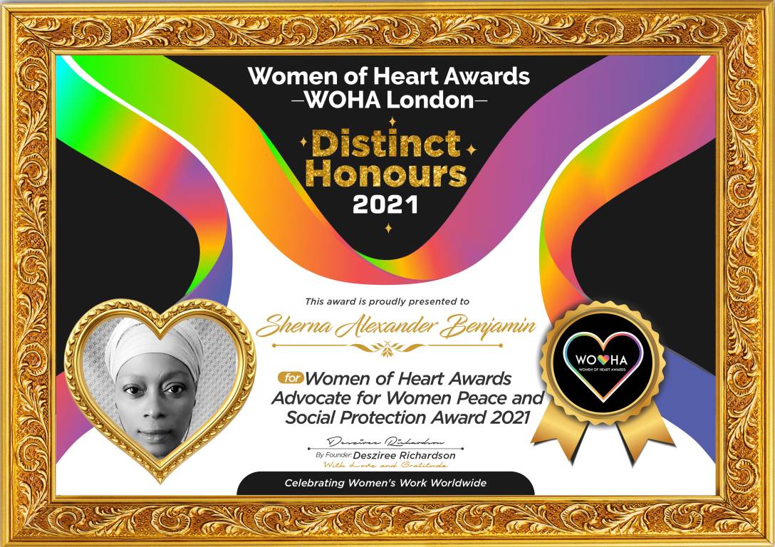 Sherna Alexander Benjamin — Advocate for Women Peace and Social Protection Award