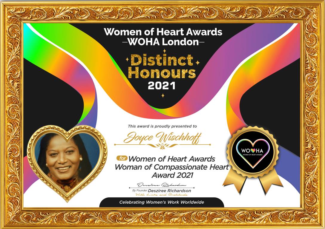 Joyce Wischhoff — original award certificate