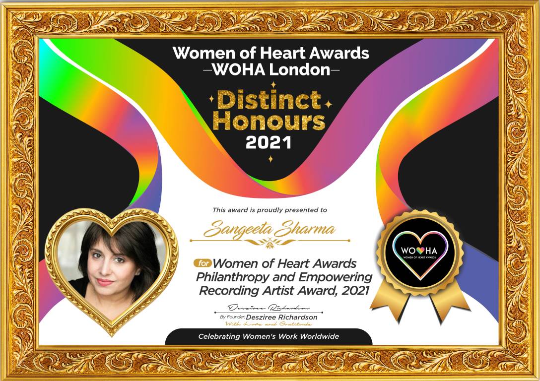 Sangeeta Sharma — original award certificate