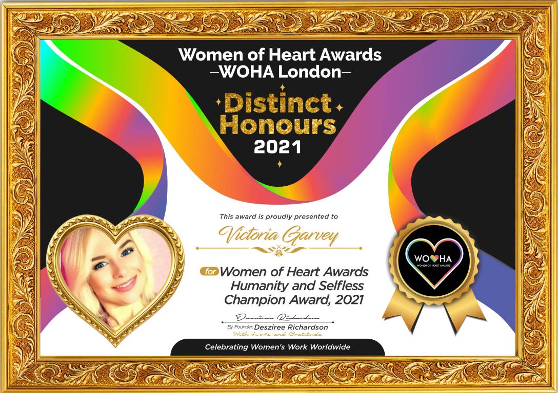 Victoria Garvey — original award certificate