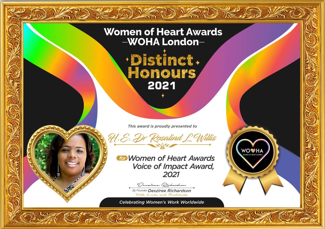 H.E. Dr Rosalind L Willis — original award certificate