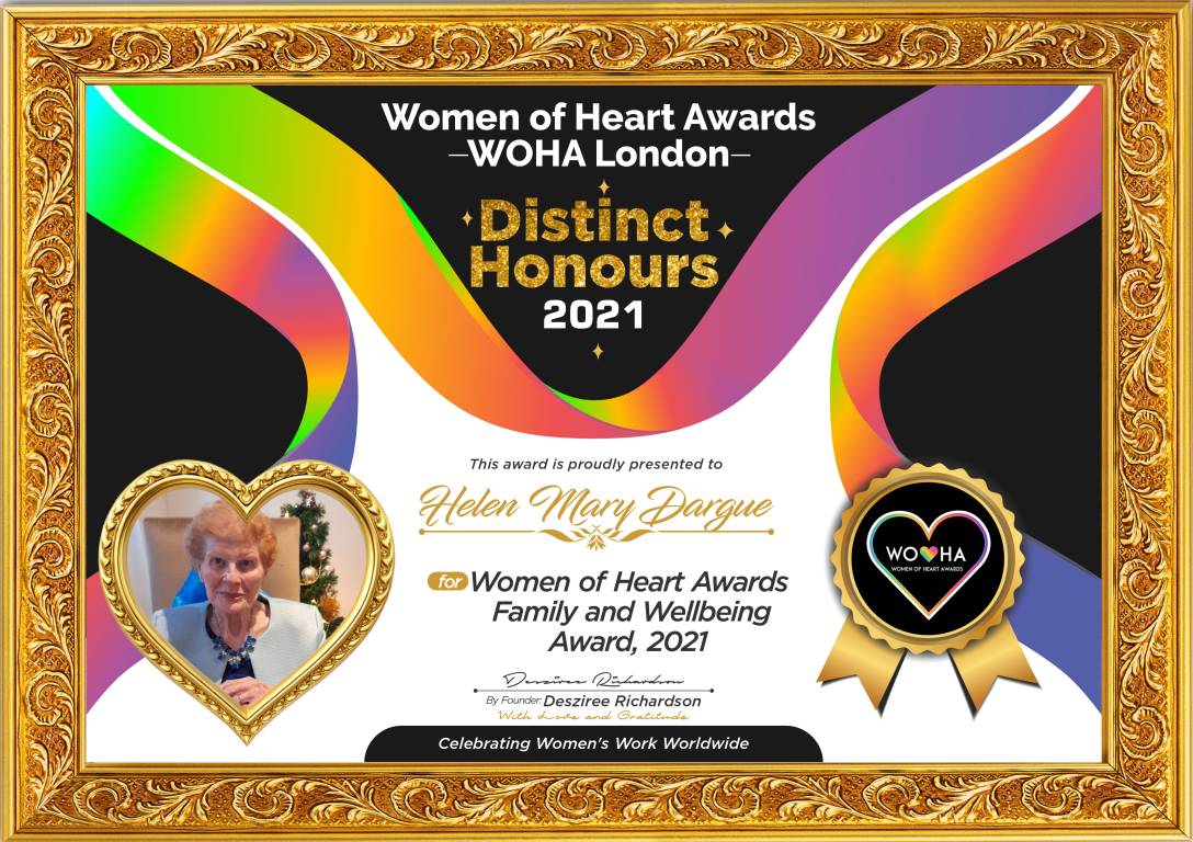 Helen Mary Dargue — original award certificate