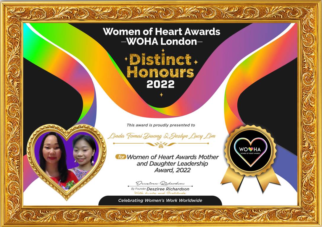 Linda Tomai Duong & Jeslyn Lucy Lim — original award certificate