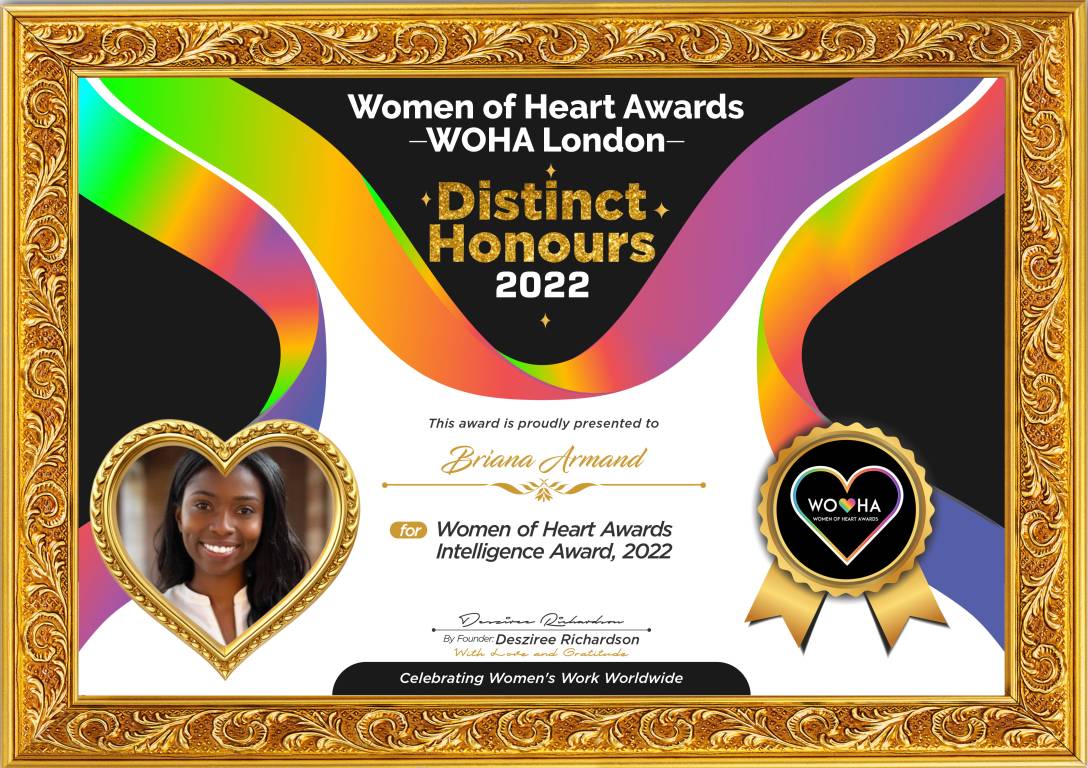 Briana Armand — original award certificate
