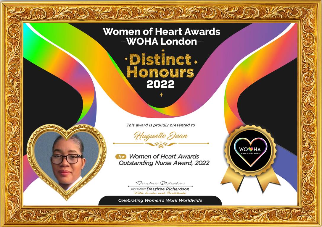 Huguette Jean — original award certificate