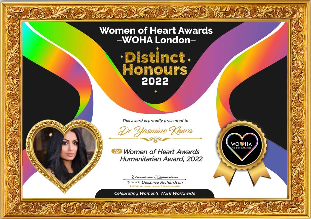 Dr Yasmine Khera — original award certificate